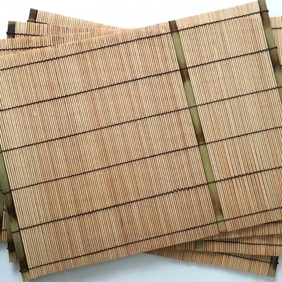 Set of 4 (Four) Bamboo Sudare Eco-Friendly Placemats Light Brown - Picture 1 of 6